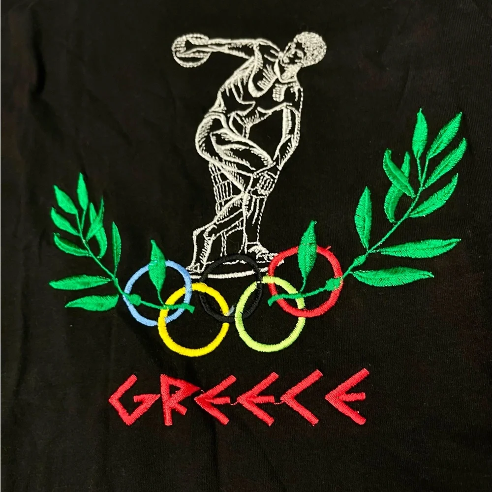 Vintage Greece Discus Throw Graphic T-Shirt Black Olympics Greek Athens Black